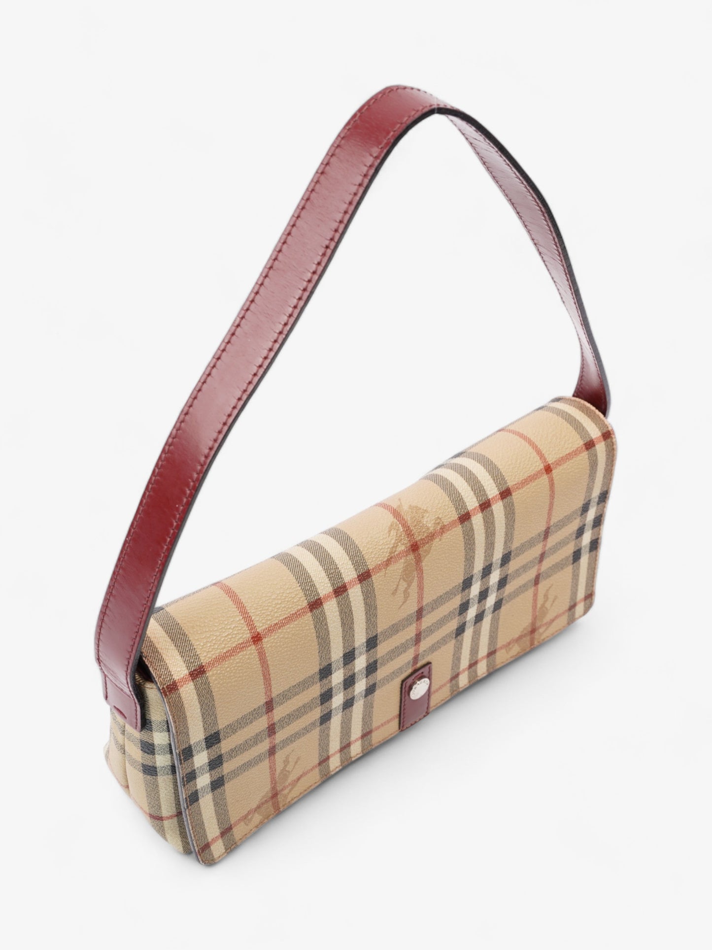 Burberry Nova Flap Pochette Beige / Red Canvas