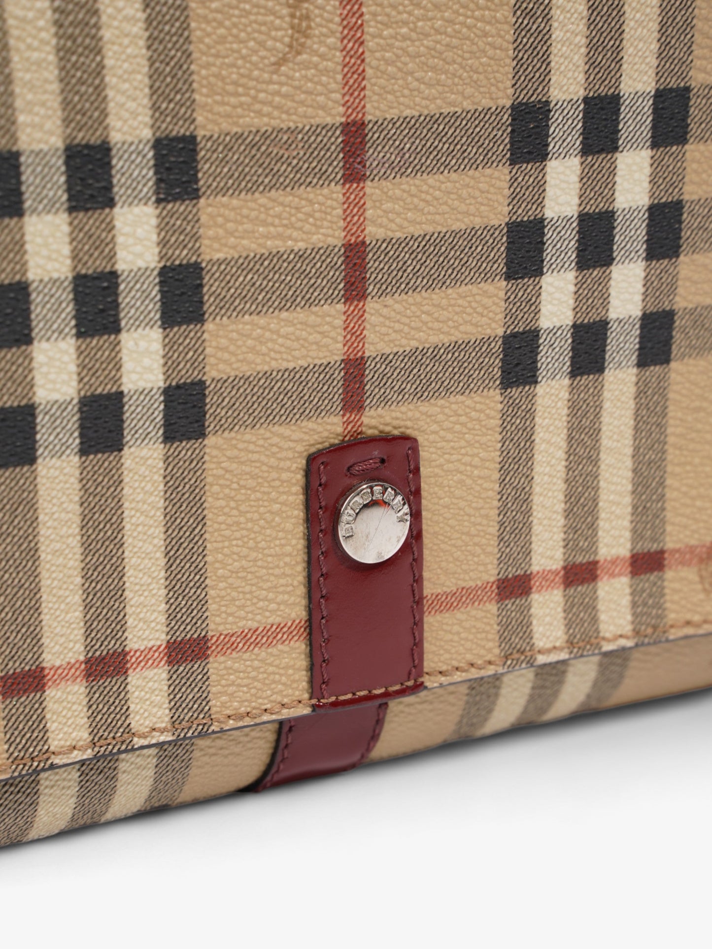 Burberry Nova Flap Pochette Beige / Red Canvas