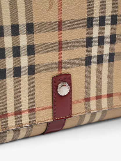 Burberry Nova Flap Pochette Beige / Red Canvas