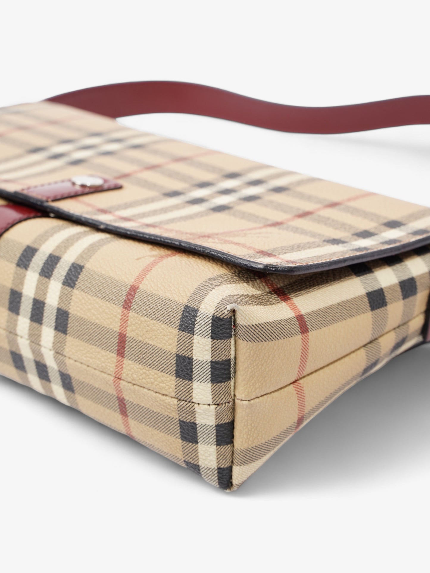 Burberry Nova Flap Pochette Beige / Red Canvas
