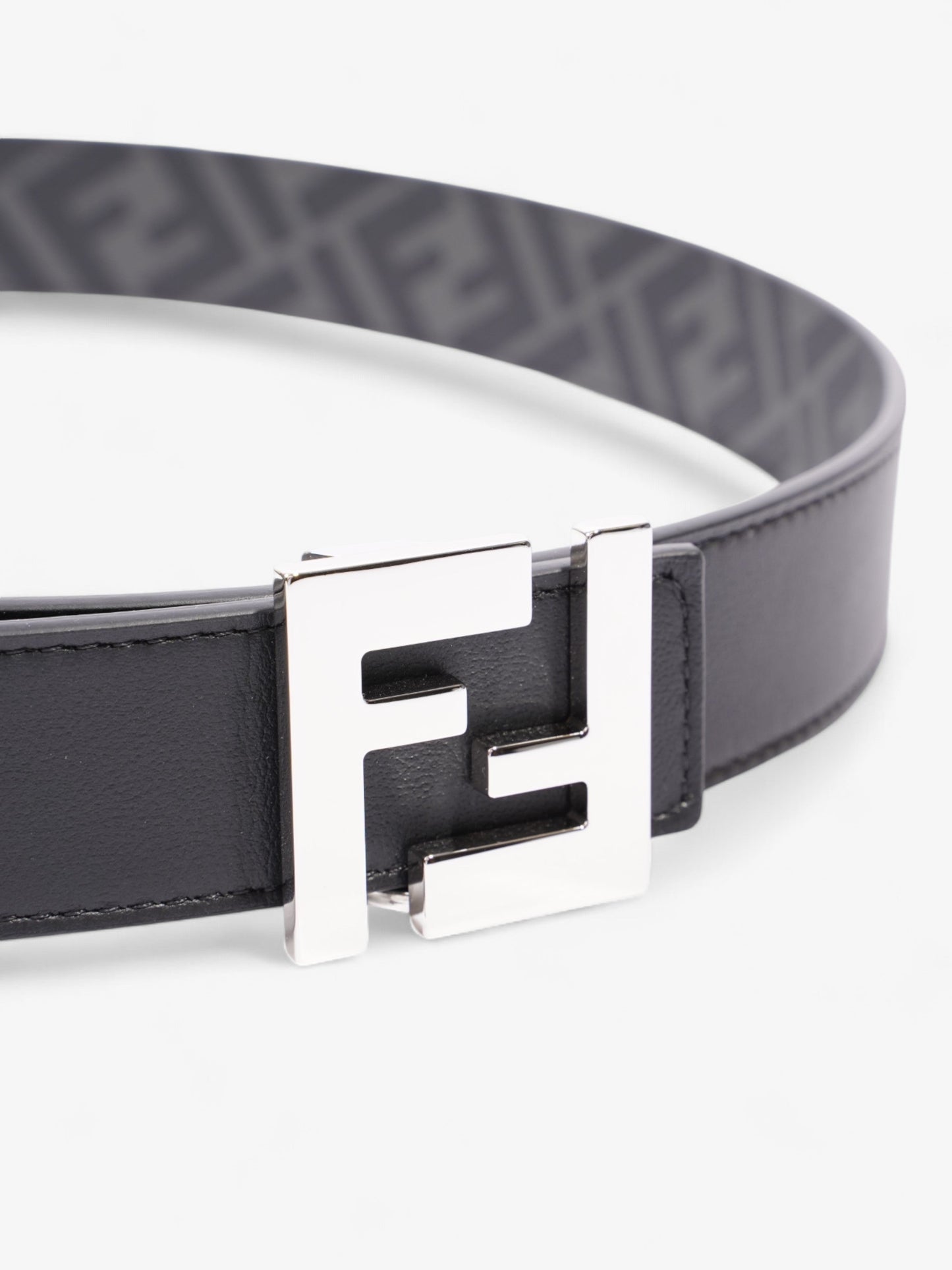 Fendi FF Reversible Belt Black / Grey / Silver Canvas 95cm / 38"