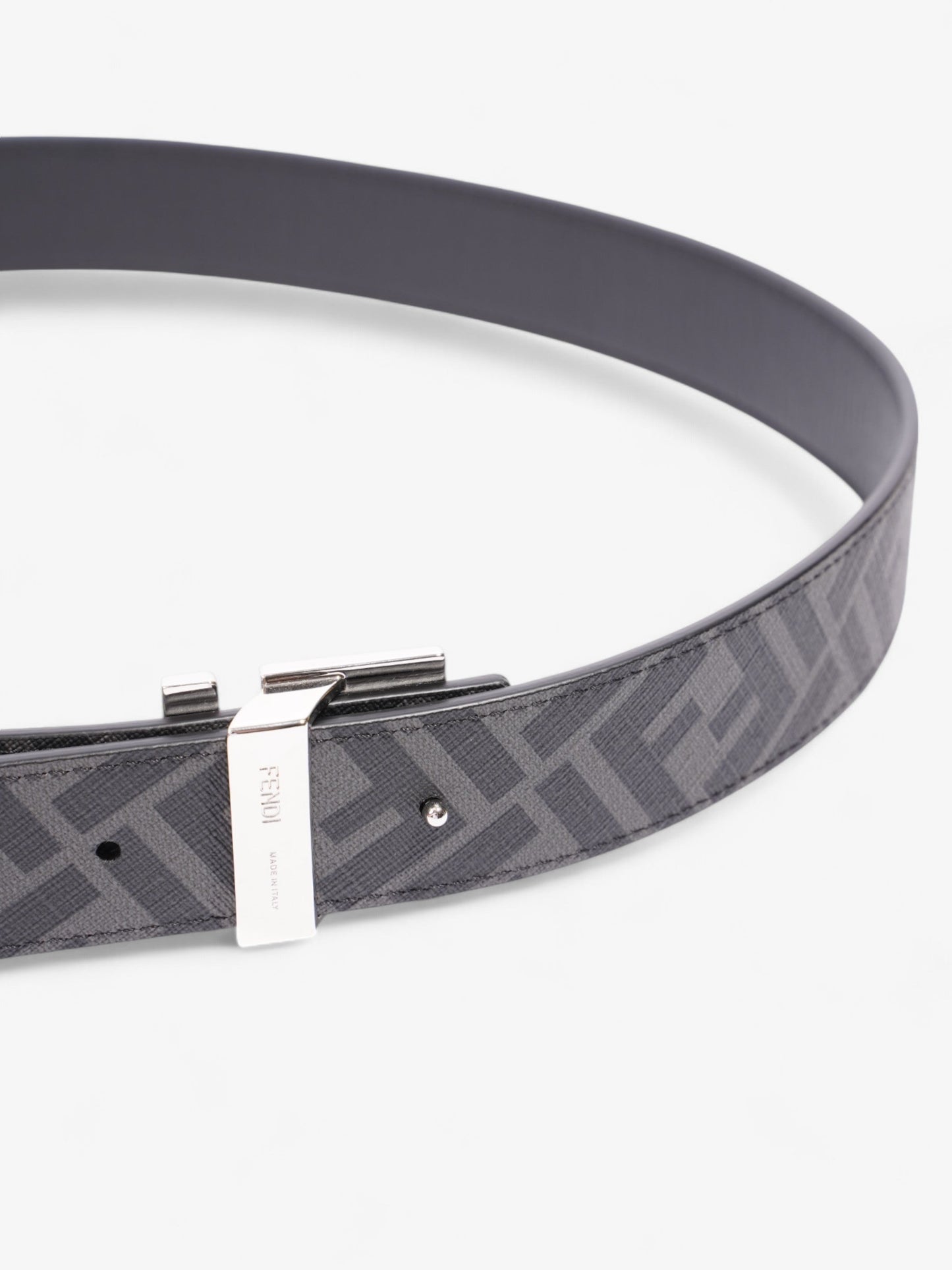 Fendi FF Reversible Belt Black / Grey / Silver Canvas 95cm / 38"
