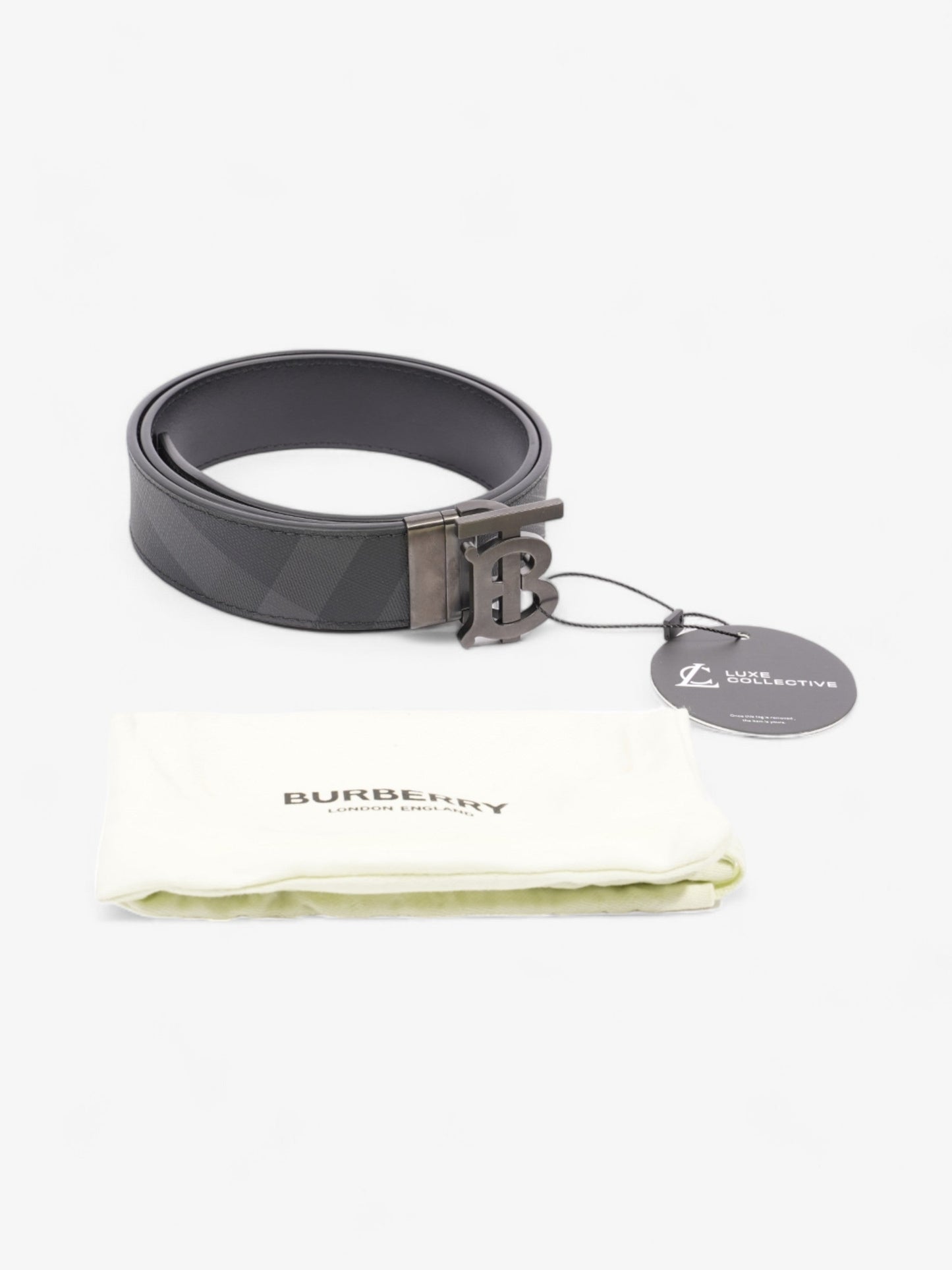 Burberry Reversible Belt Black Coated Canvas 80cm 32"