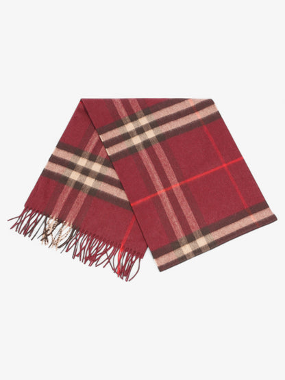 Burberry Giant Check Scarf Burgundy Cashmere