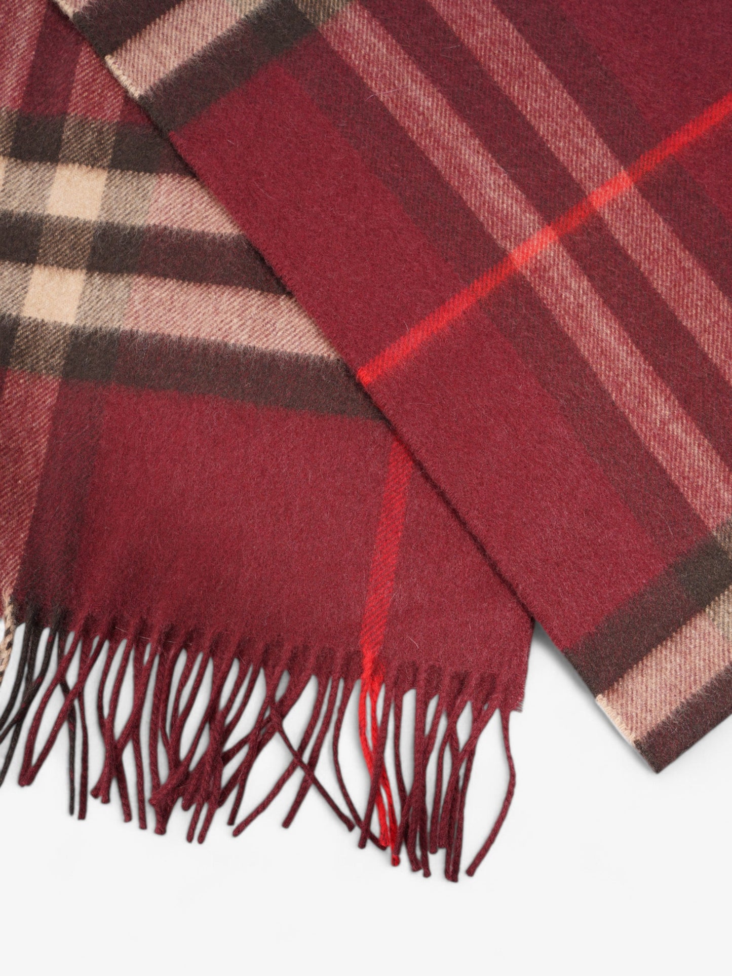 Burberry Giant Check Scarf Burgundy Cashmere