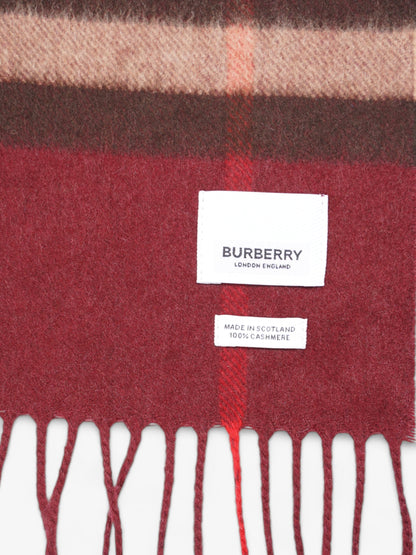 Burberry Giant Check Scarf Burgundy Cashmere