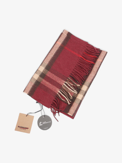 Burberry Giant Check Scarf Burgundy Cashmere