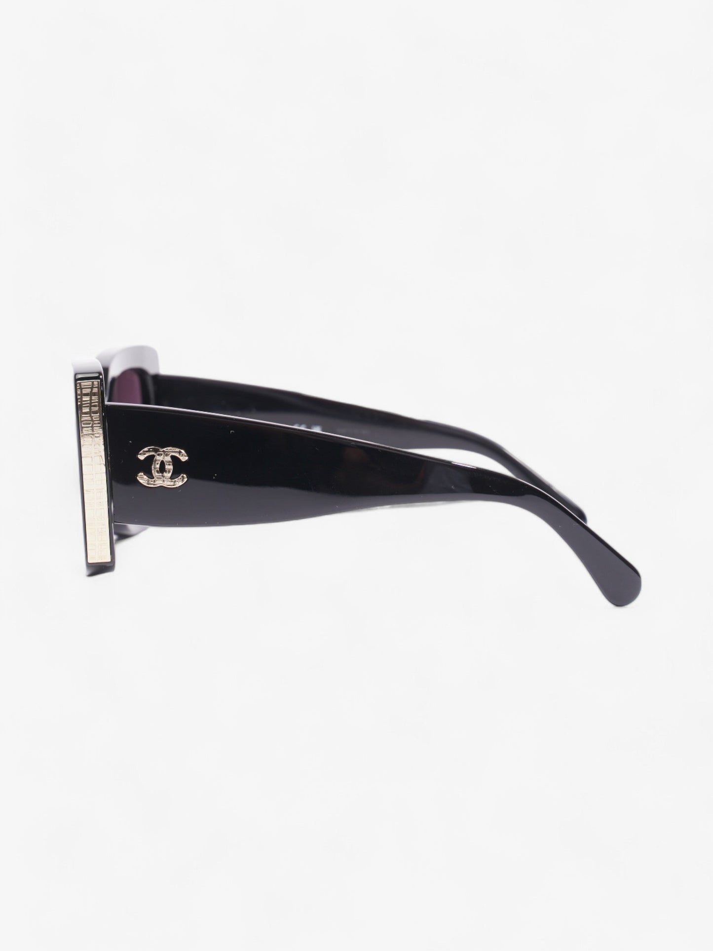 Chanel Interlocking CC Oversized Sunglasses Black / Gold Acetate 140mm