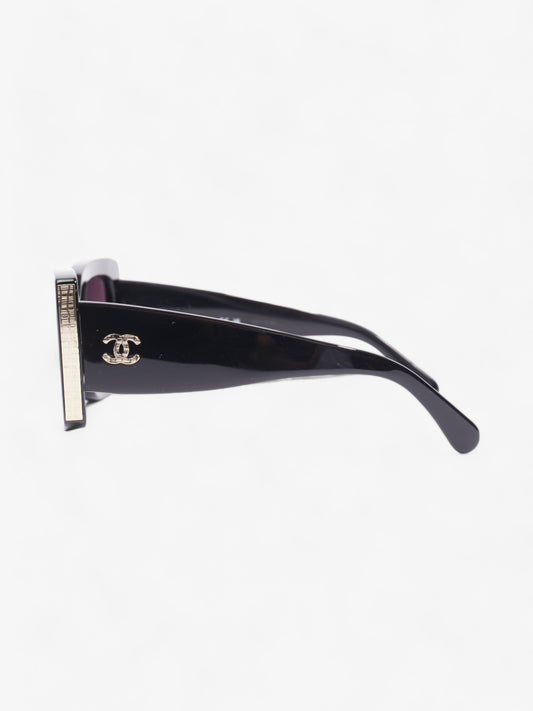 Chanel Interlocking CC Oversized Sunglasses Black / Gold Acetate 140mm