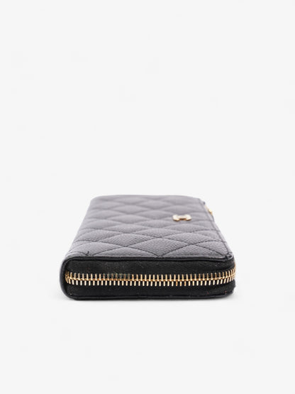 Chanel Half Zip Long Wallet Black Matelasse Leather