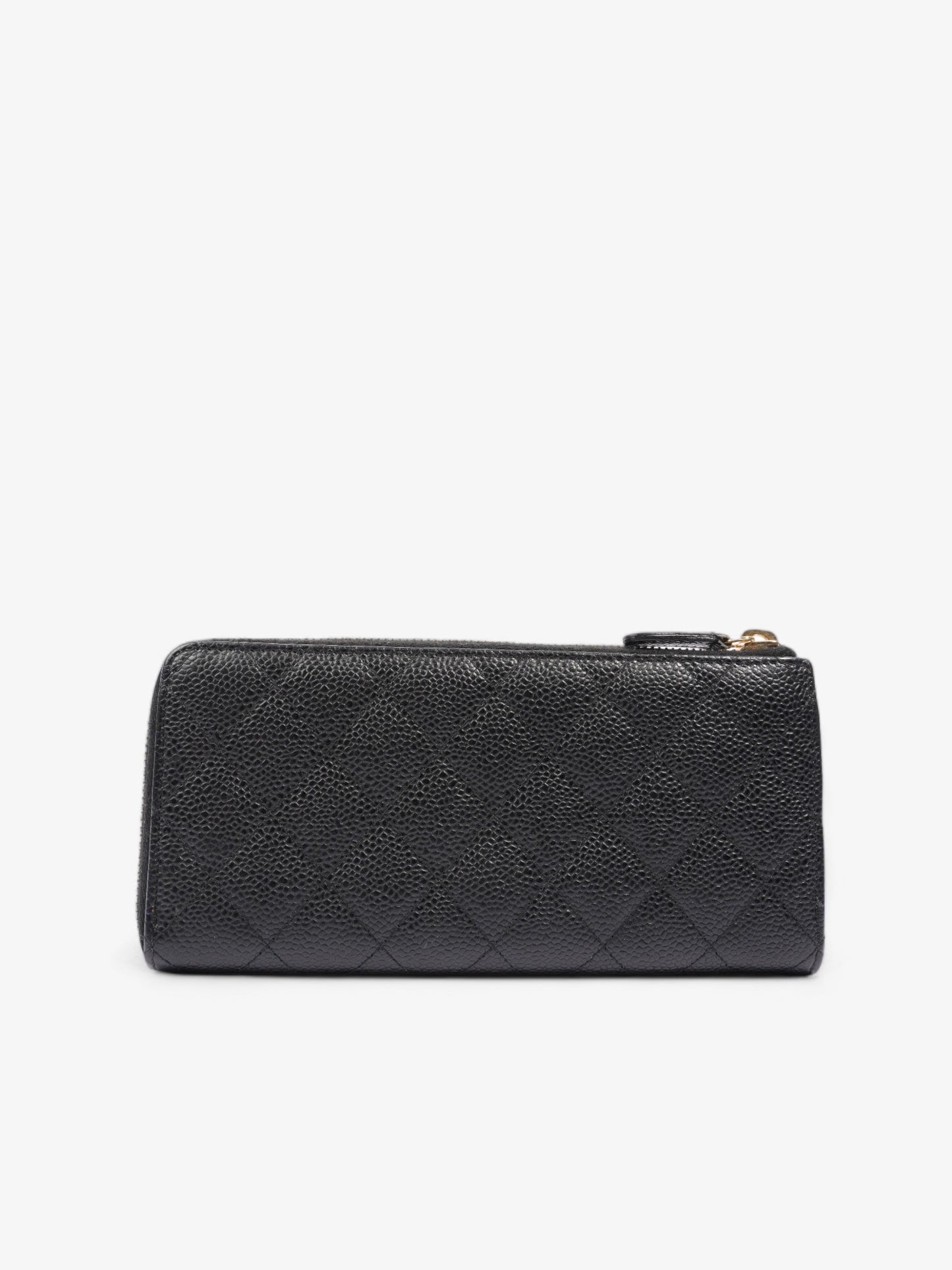 Chanel Half Zip Long Wallet Black Matelasse Leather