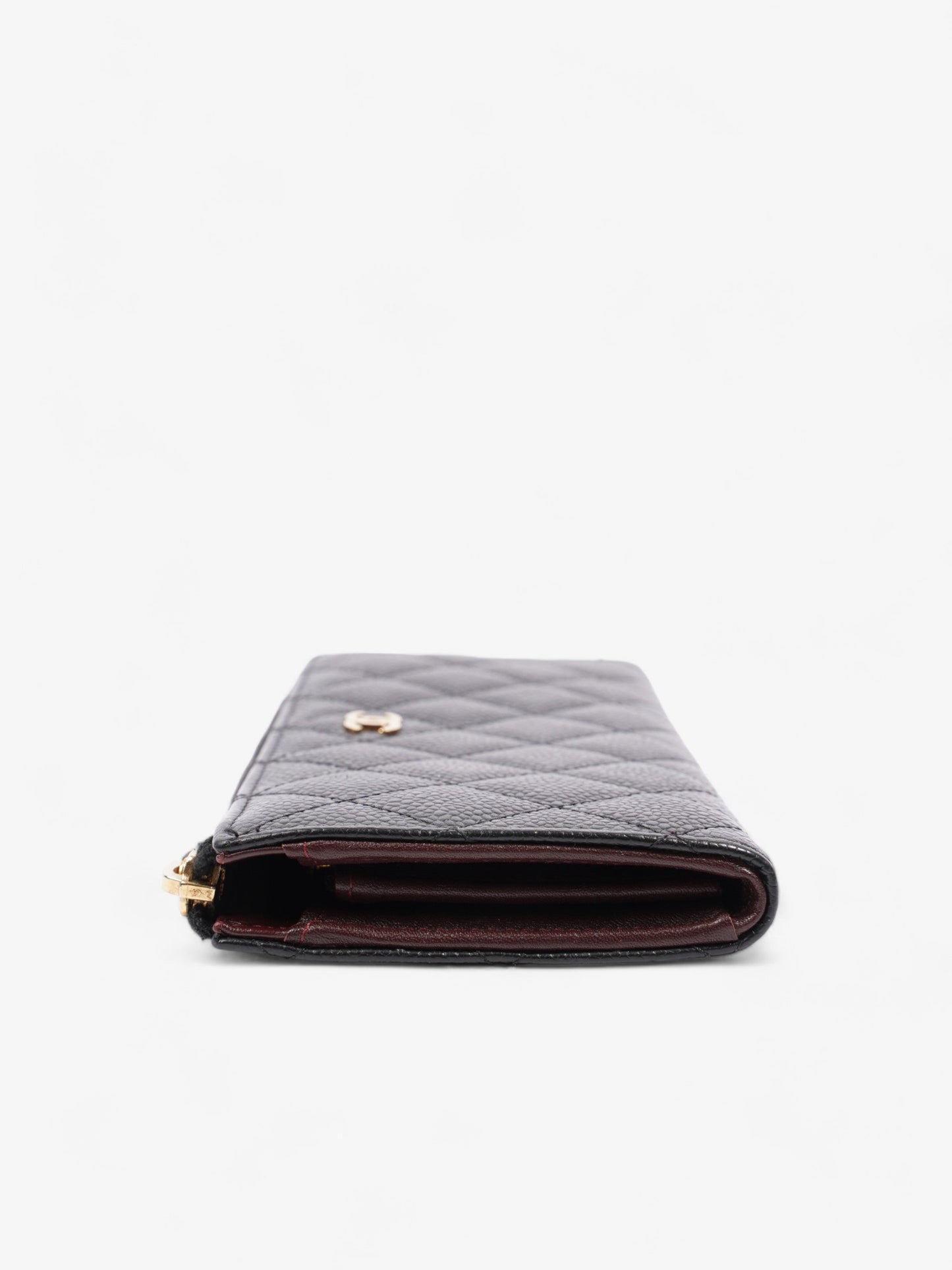 Chanel Half Zip Long Wallet Black Matelasse Leather