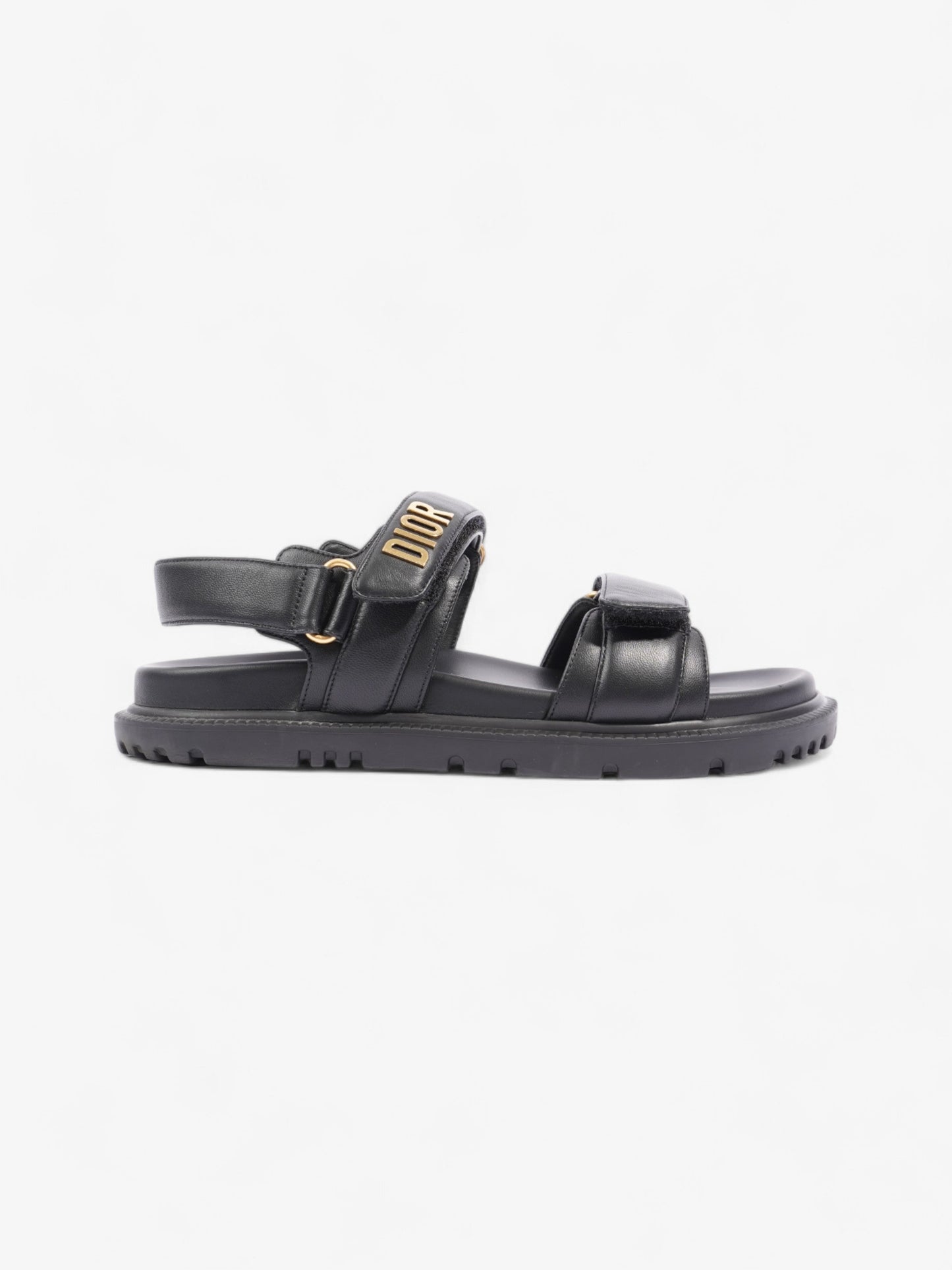 Christian Dior Dioract Sandals Black / Gold Leather EU 39.5 UK 6.5