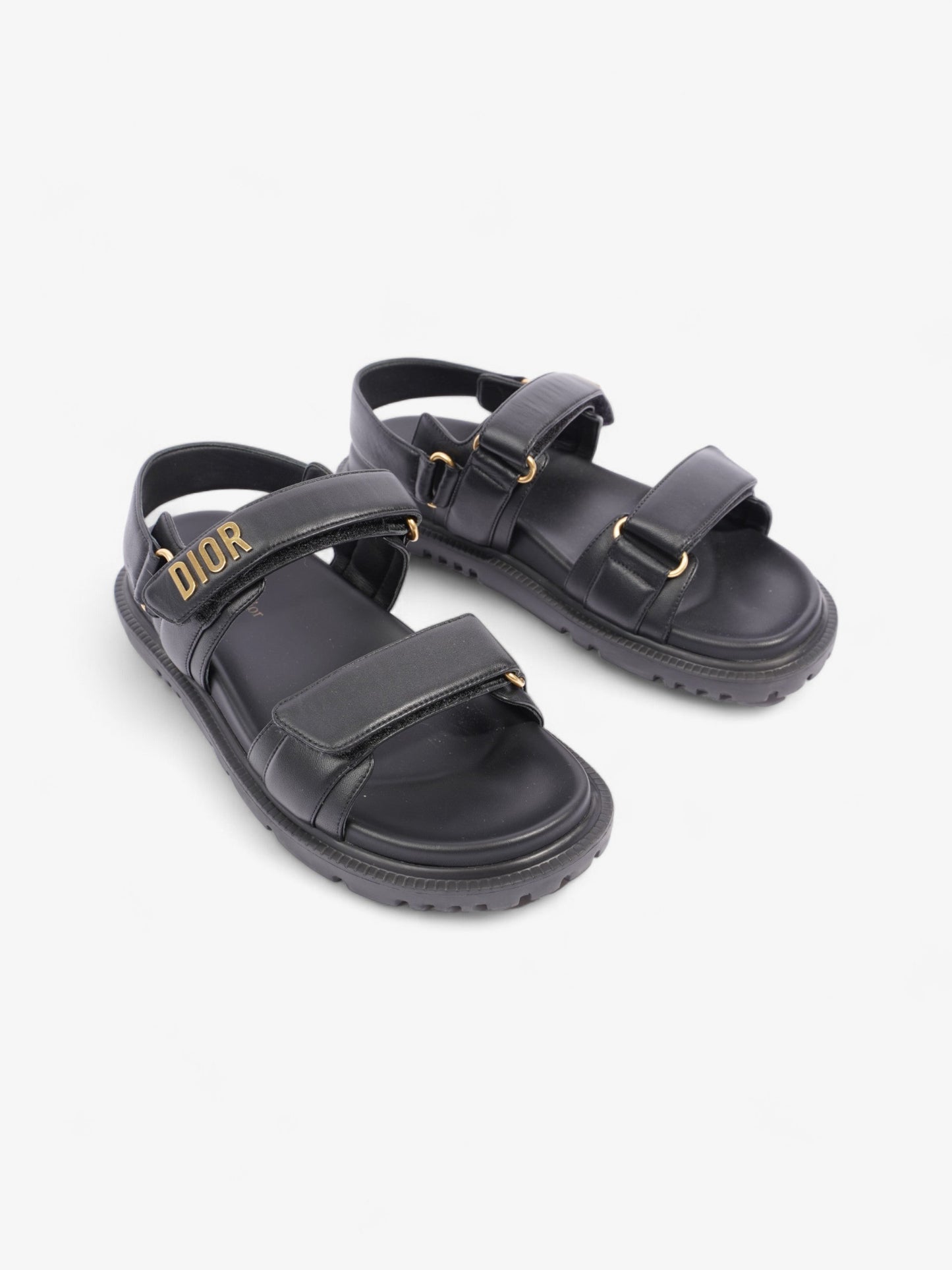 Christian Dior Dioract Sandals Black / Gold Leather EU 39.5 UK 6.5
