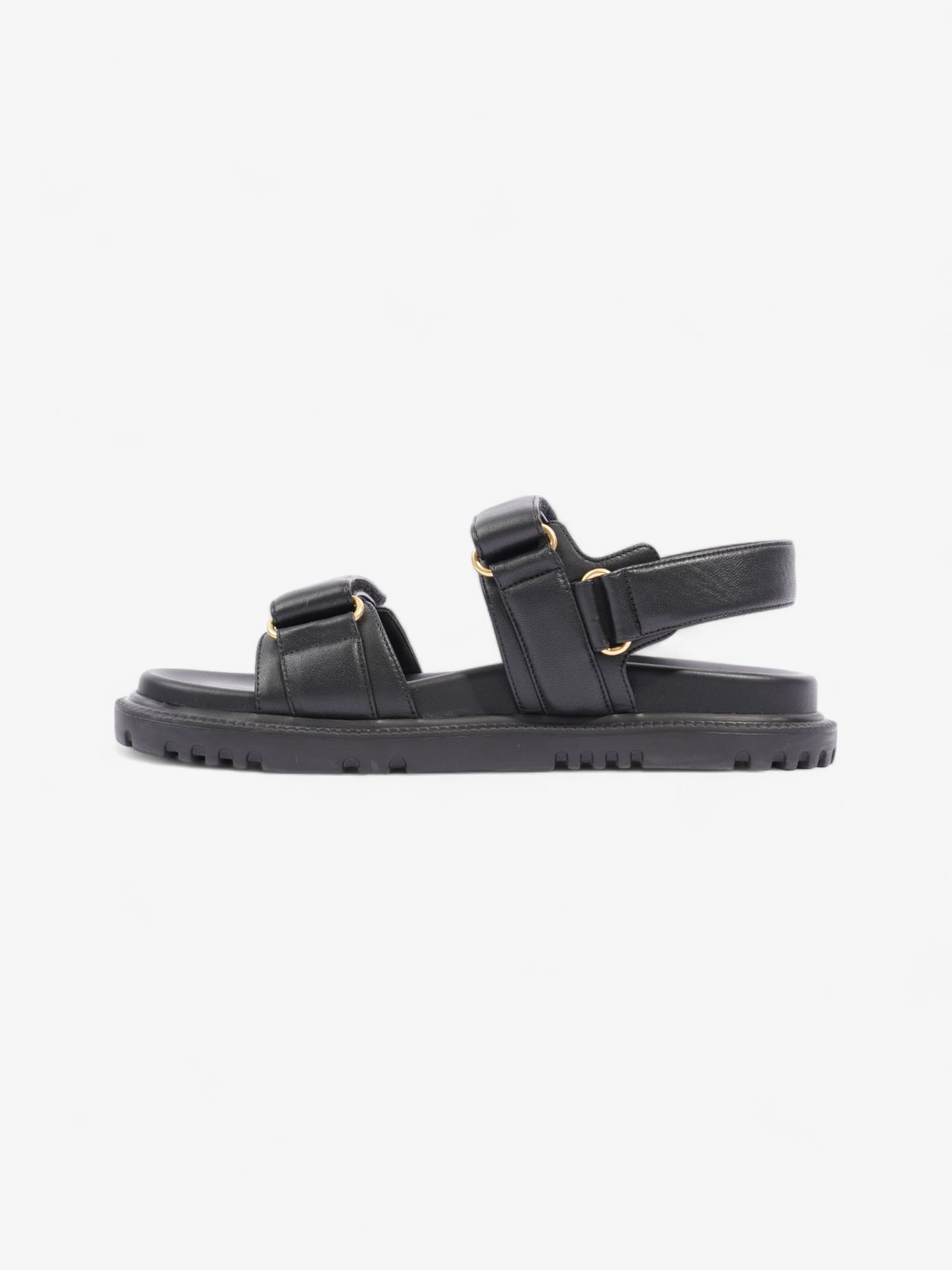 Christian Dior Dioract Sandals Black / Gold Leather EU 39.5 UK 6.5