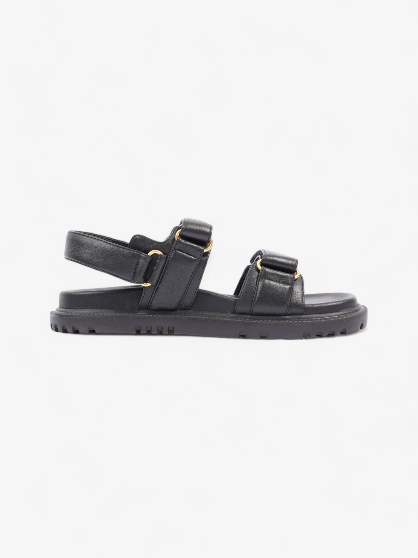 Christian Dior Dioract Sandals Black / Gold Leather EU 39.5 UK 6.5