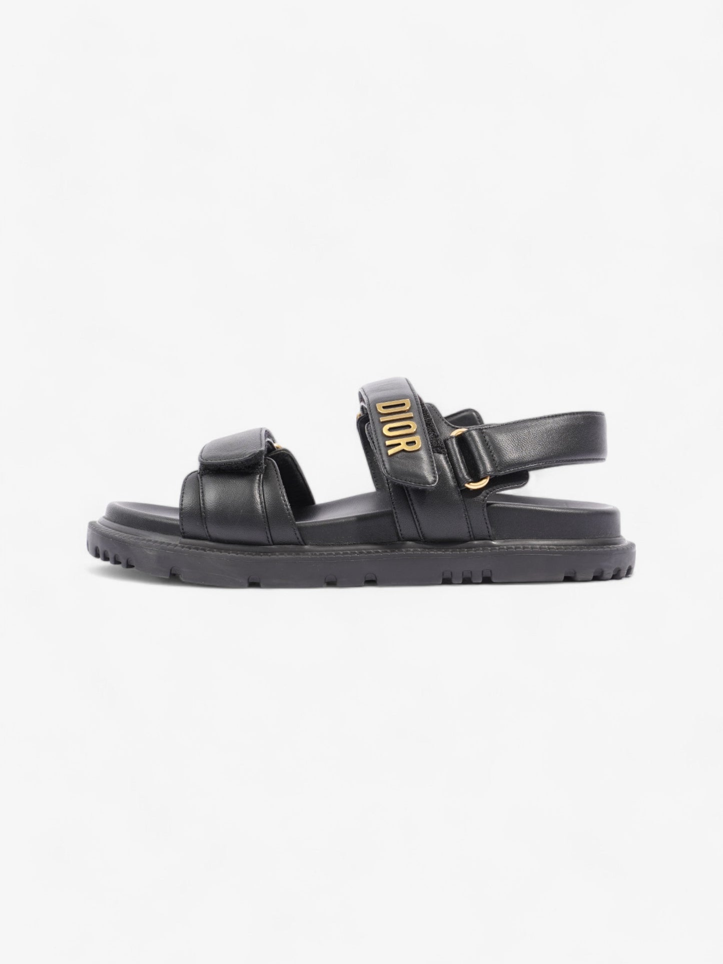 Christian Dior Dioract Sandals Black / Gold Leather EU 39.5 UK 6.5