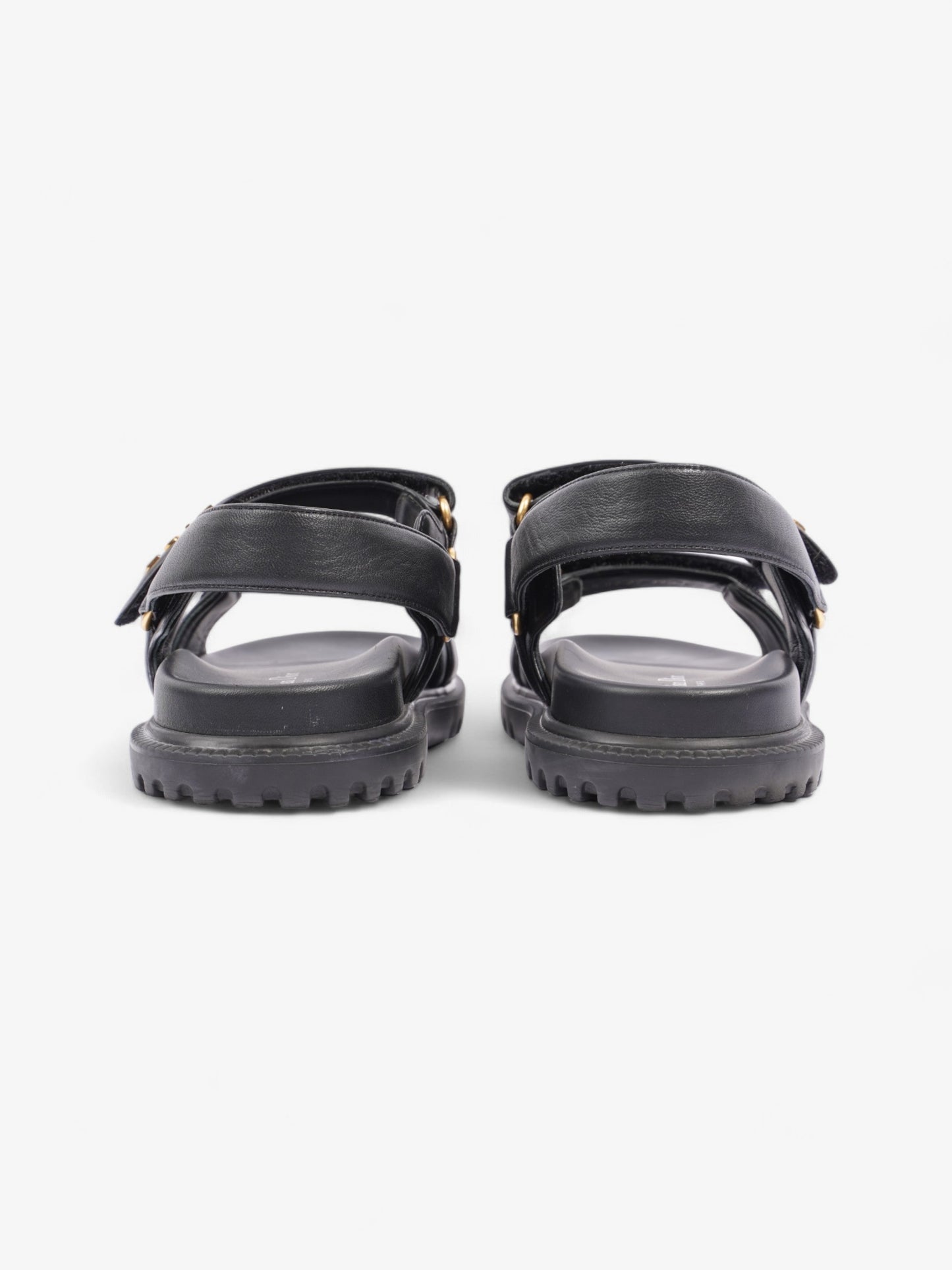 Christian Dior Dioract Sandals Black / Gold Leather EU 39.5 UK 6.5