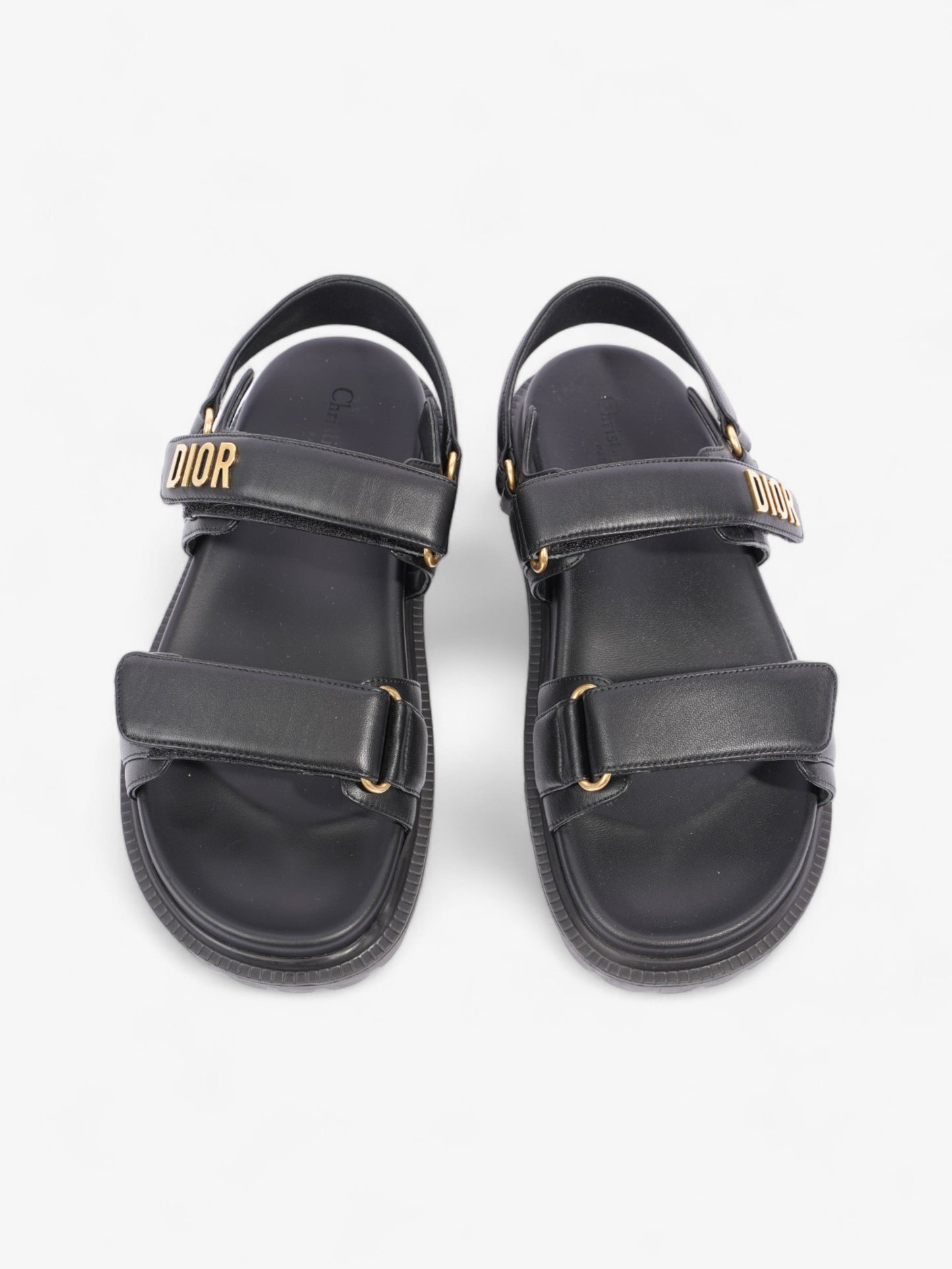 Christian Dior Dioract Sandals Black / Gold Leather EU 39.5 UK 6.5