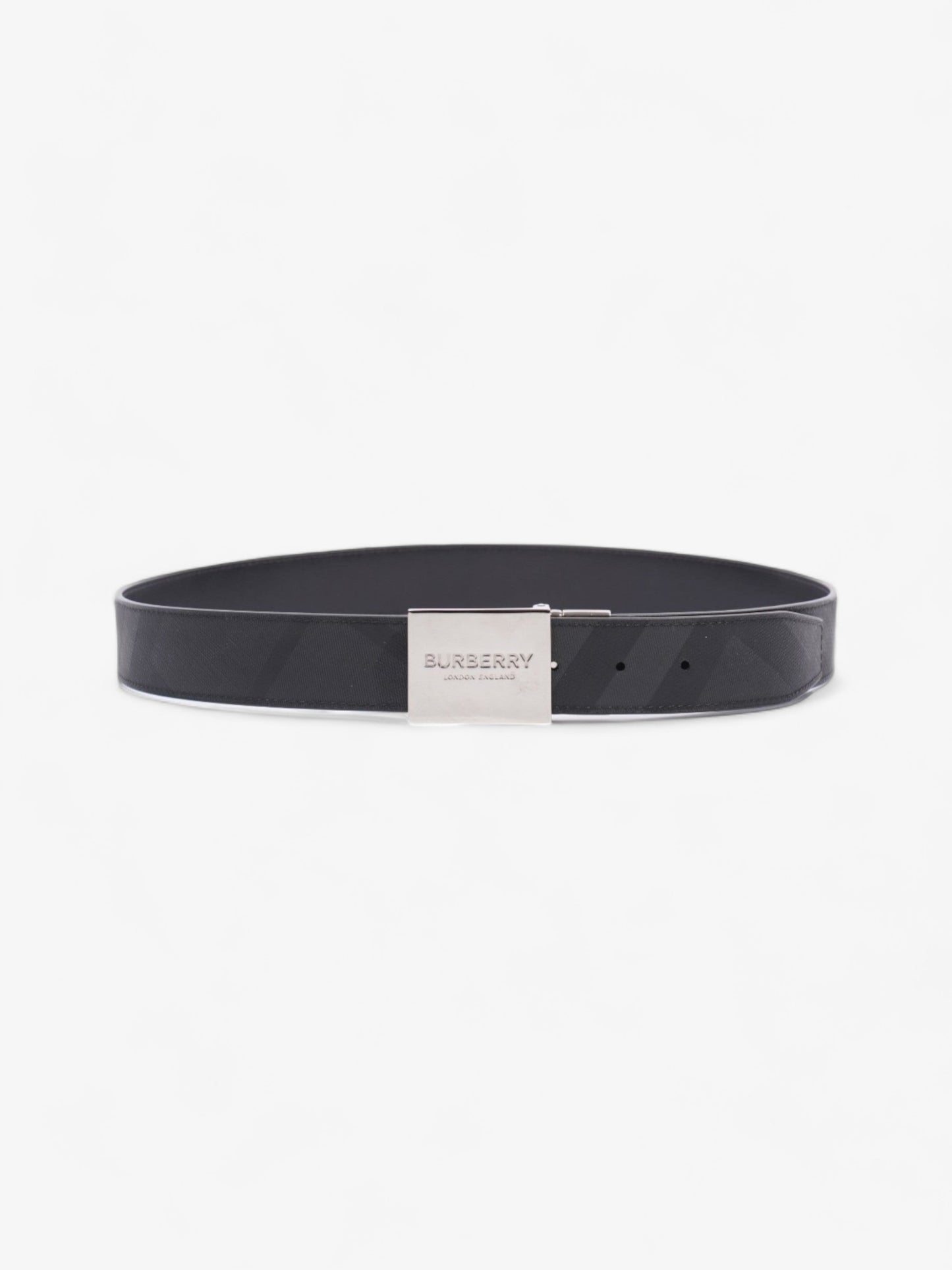 Burberry Plaque Buckle Belt Black / Dark Charcoal Leather 95cm 38"