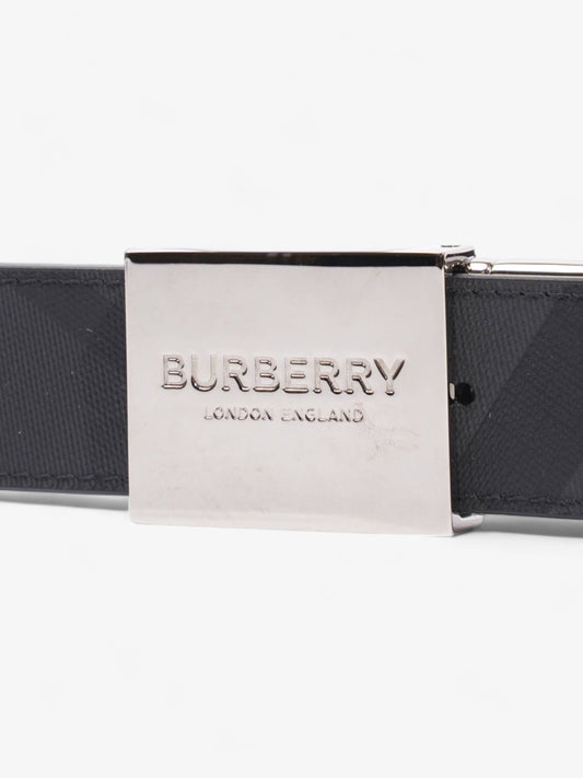 Burberry Plaque Buckle Belt Black / Dark Charcoal Leather 95cm 38"