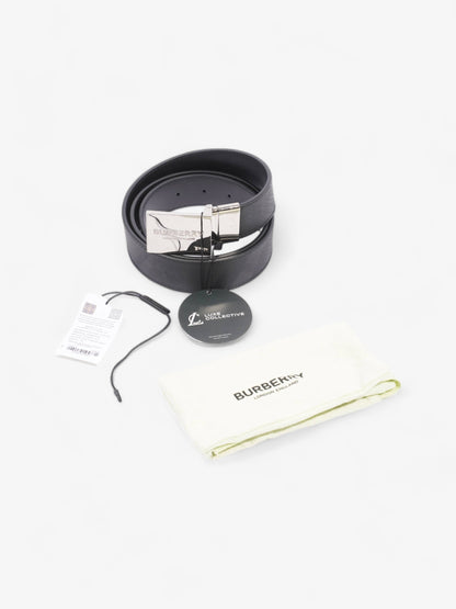 Burberry Plaque Buckle Belt Black / Dark Charcoal Leather 95cm 38"
