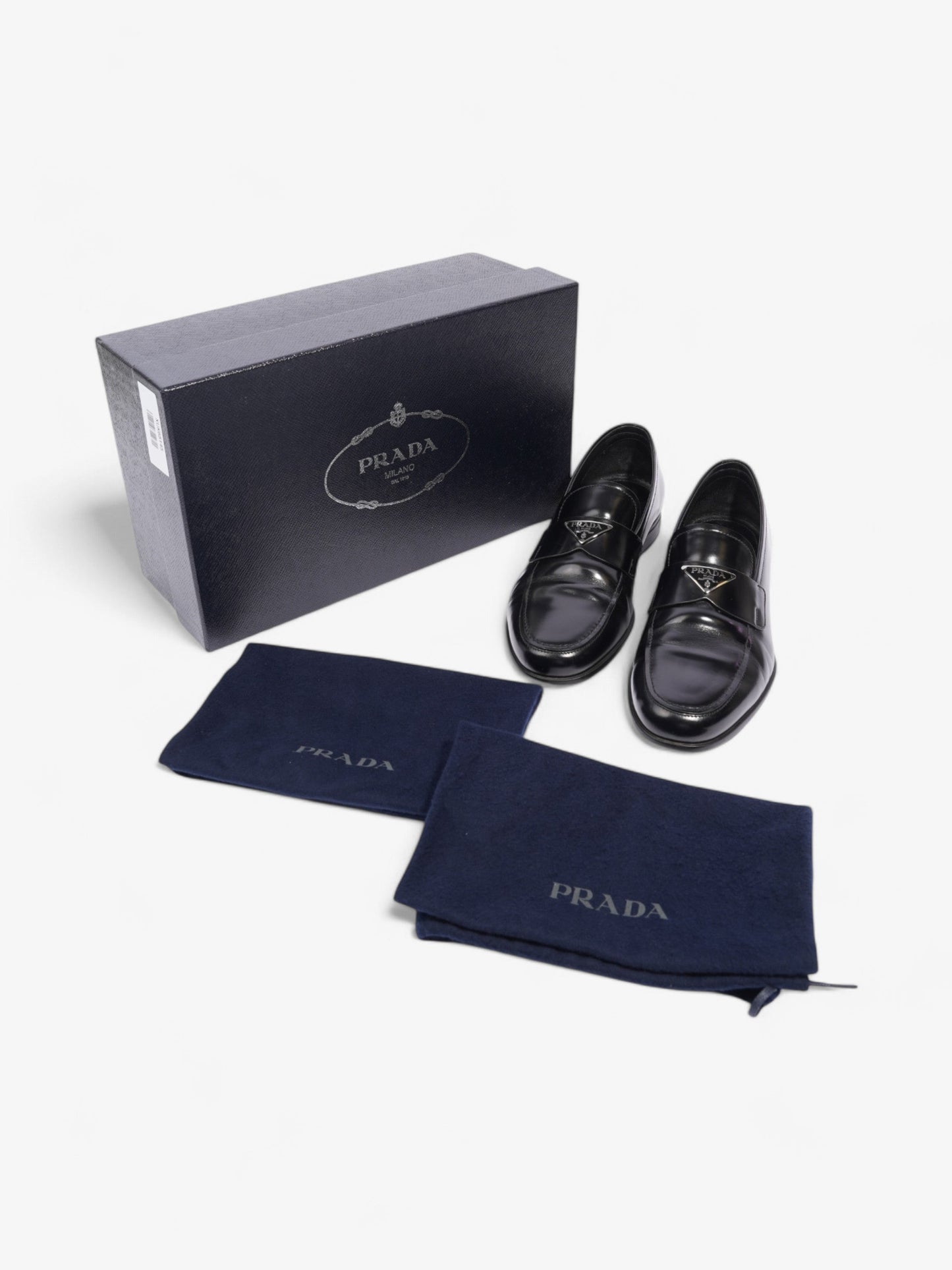 Prada Loafers Black / Silver Leather EU 40.5 UK 6.5