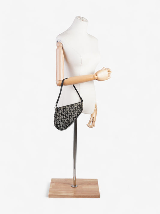Christian Dior Trotter Saddle Pouch Black Oblique Canvas