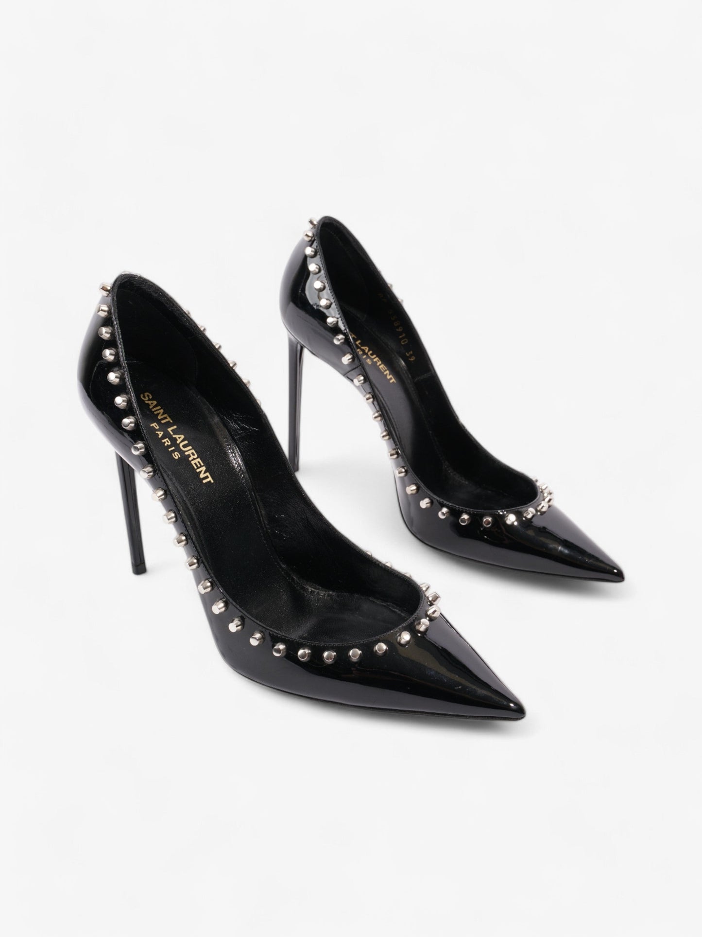 Saint Laurent Saint Zoe Heels 105 Black Patent Leather EU 39 UK 6