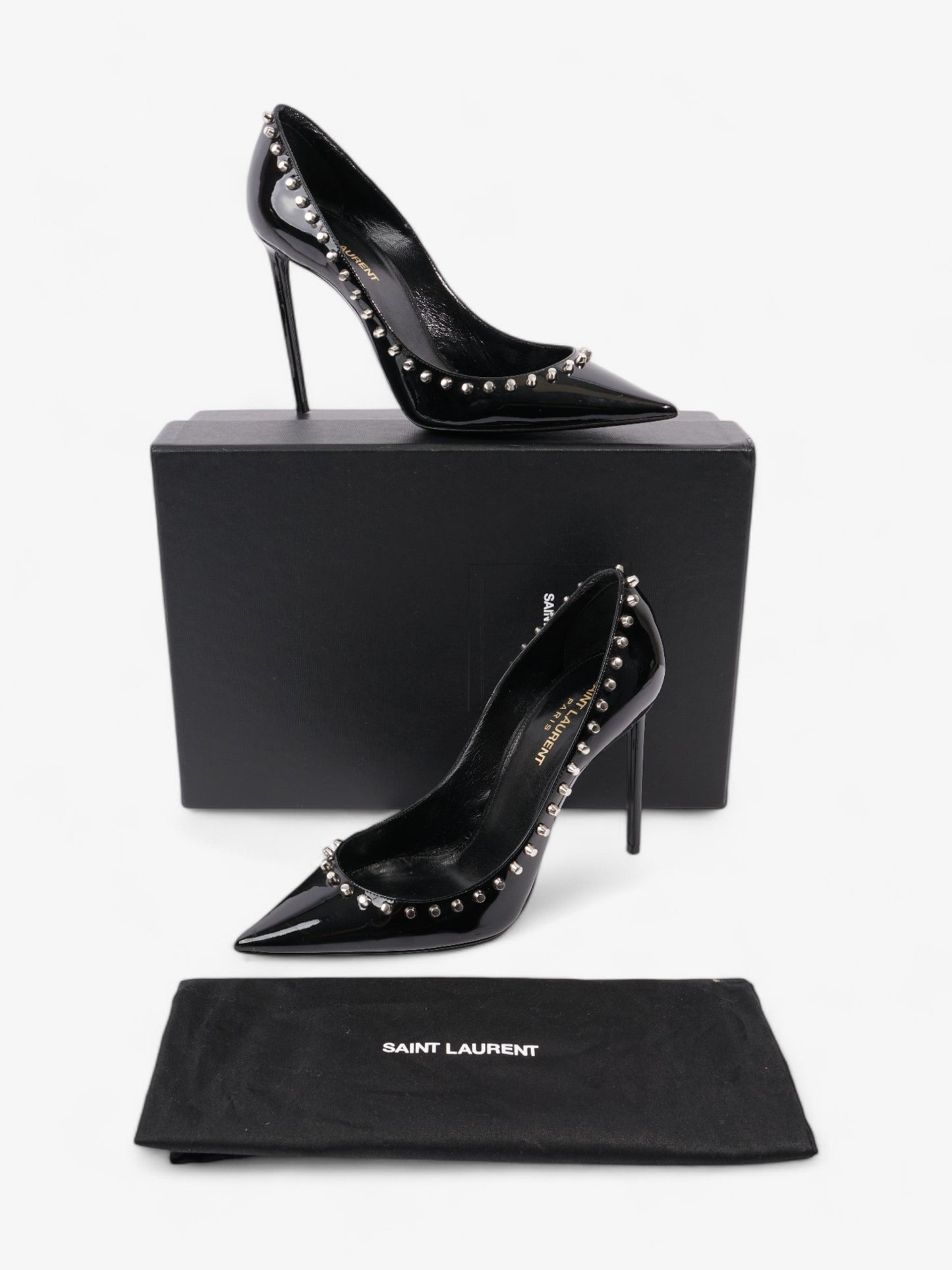 Saint Laurent Saint Zoe Heels 105 Black Patent Leather EU 39 UK 6