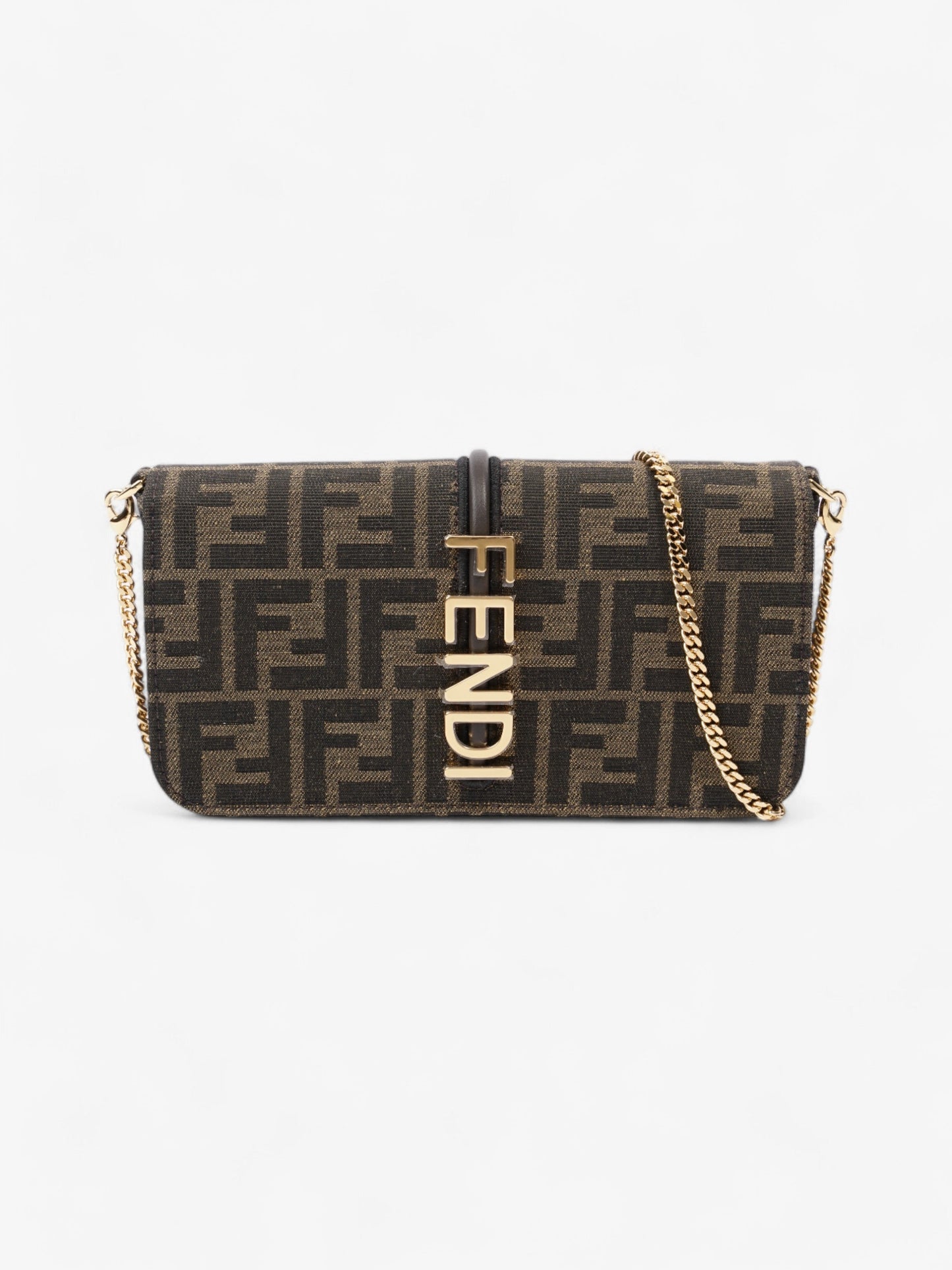 Fendi Fendigraphy Wallet on Chain Tobacco / Brown Fabric