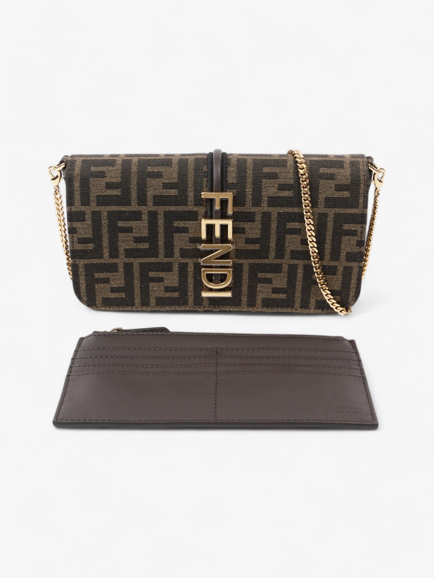 Fendi Fendigraphy Wallet on Chain Tobacco / Brown Fabric