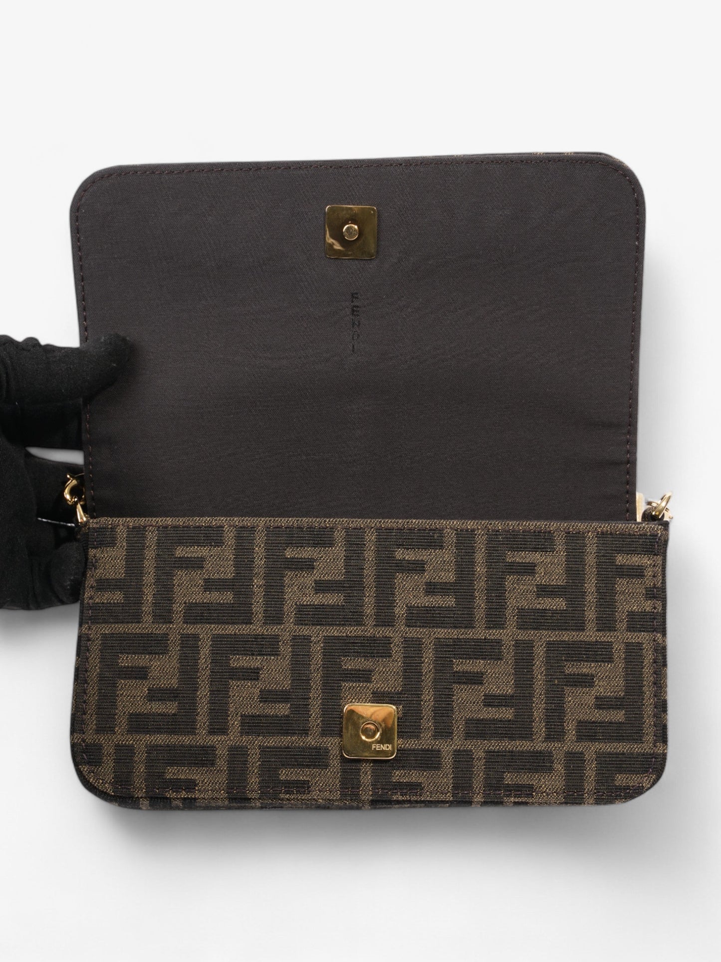 Fendi Fendigraphy Wallet on Chain Tobacco / Brown Fabric
