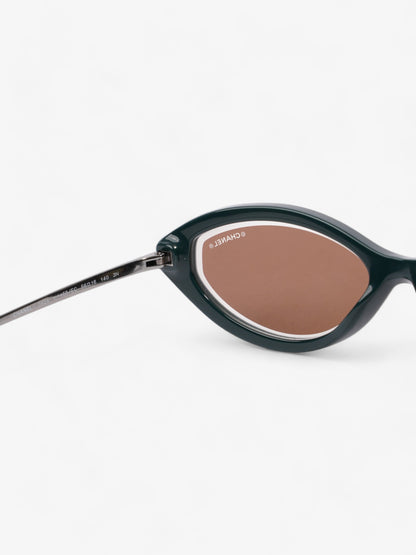 Chanel Oval CC Sunglasses Dark Green Acetate 140mm