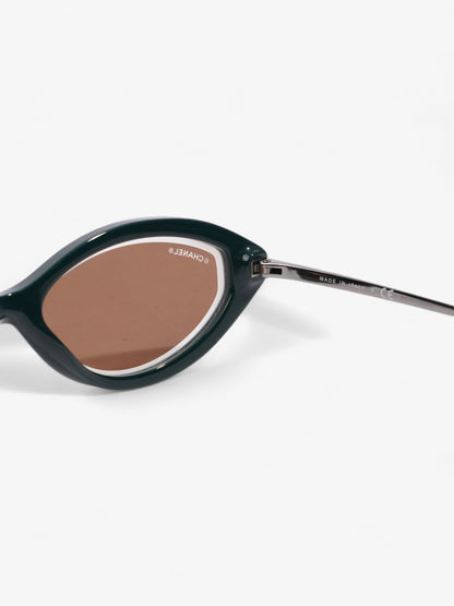 Chanel Oval CC Sunglasses Dark Green Acetate 140mm