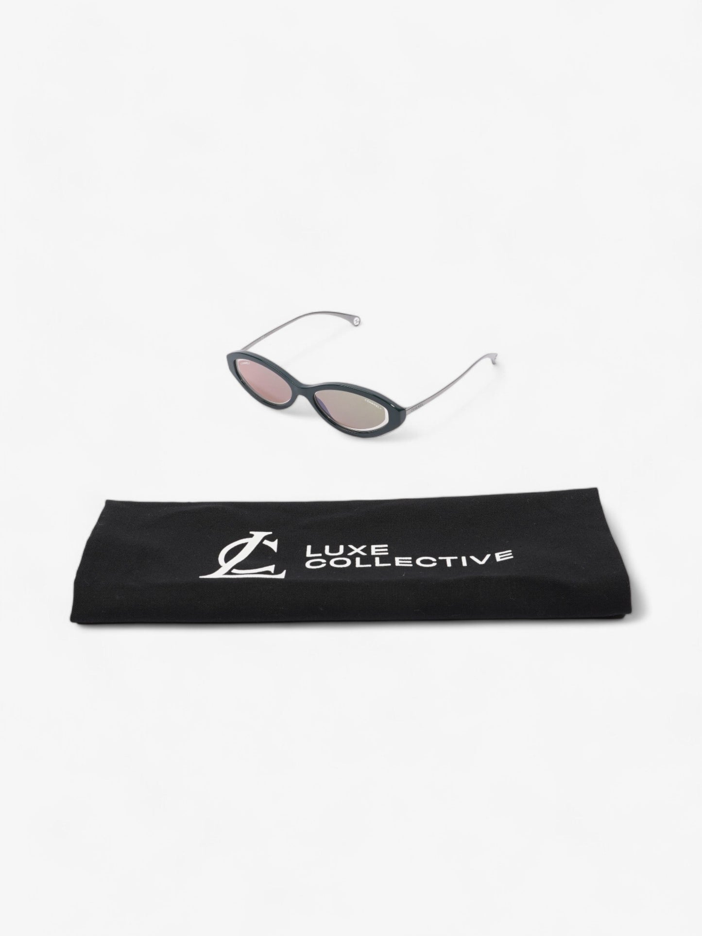 Chanel Oval CC Sunglasses Dark Green Acetate 140mm