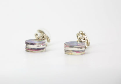 Chanel 12A Fantasy Purple Resin Round Dangle Clip-on Earrings