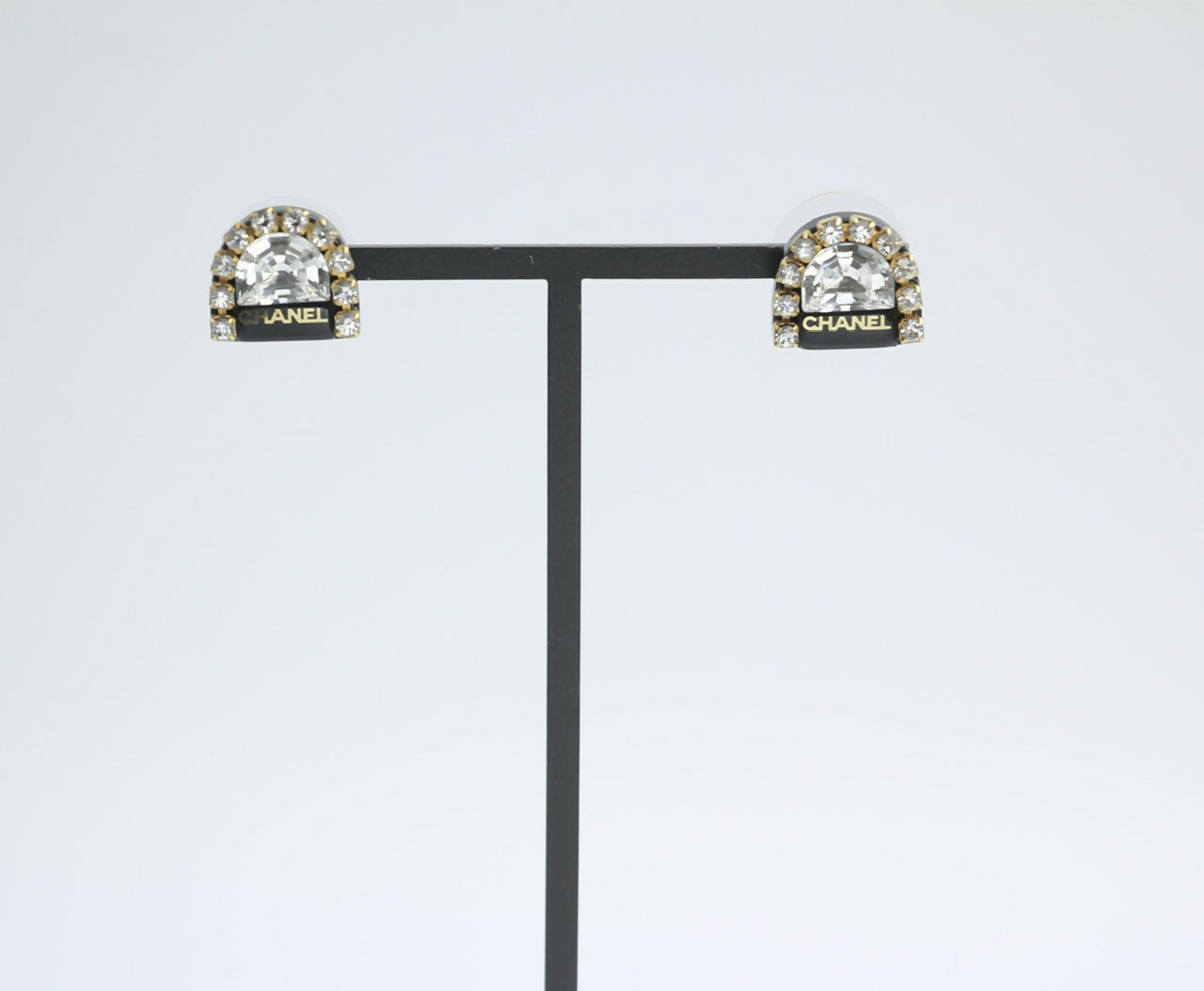 Chanel Vintage 00A Rhinestone Ring Shape Stud Earrings