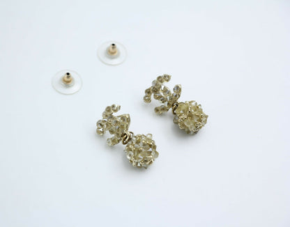 Chanel A12A Metal Engraving Vintage Concave Stud Earrings