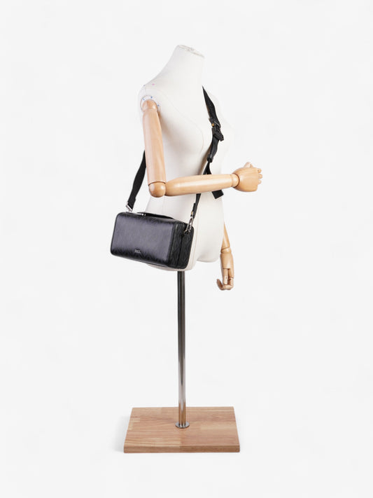 Christian Dior Pouch Saddle Duffle Black Coated Canvas