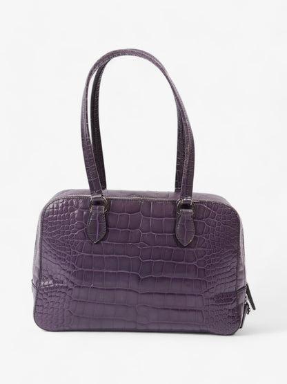 Prada Bauletto Bag Purple Embossed Leather
