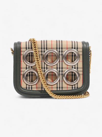 Burberry Eyelet Chain Knight Check / Green Calfskin Leather