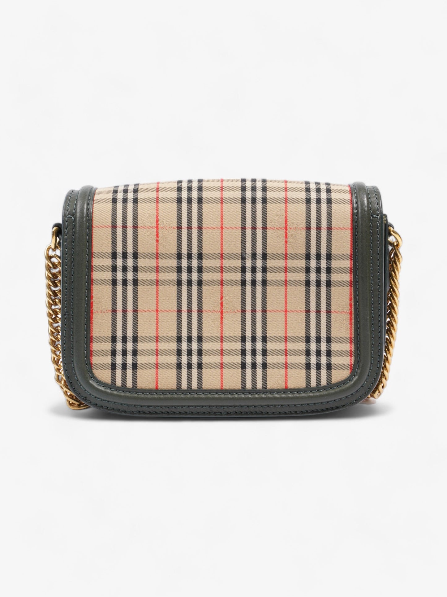 Burberry Eyelet Chain Knight Check / Green Calfskin Leather
