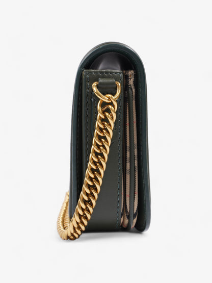 Burberry Eyelet Chain Knight Check / Green Calfskin Leather