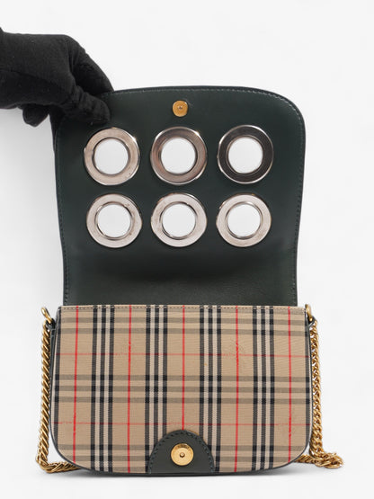 Burberry Eyelet Chain Knight Check / Green Calfskin Leather