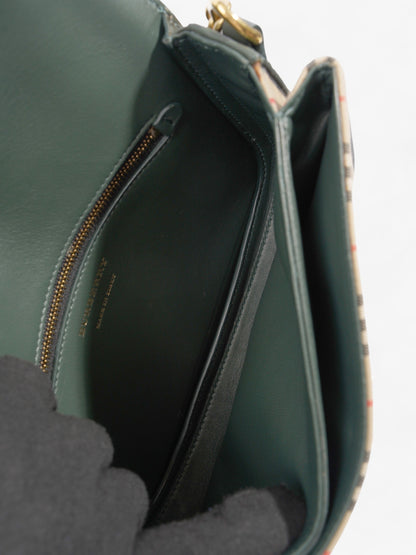 Burberry Eyelet Chain Knight Check / Green Calfskin Leather