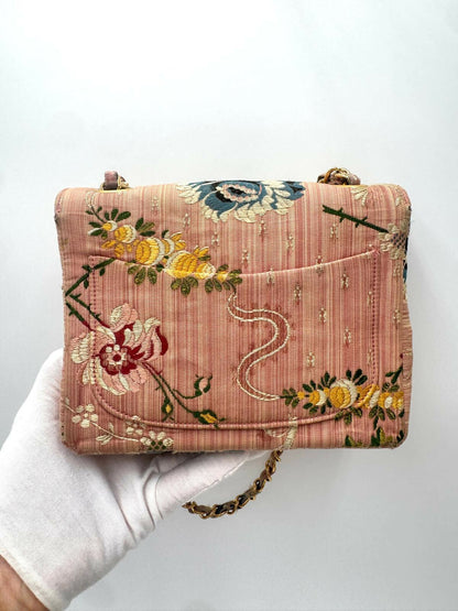 Chanel Vintage Pink Brocade Mini Square