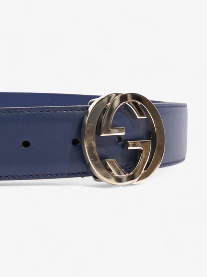 Gucci Interlocking G Belt Navy Blue / Gold Leather 80cm / 32"