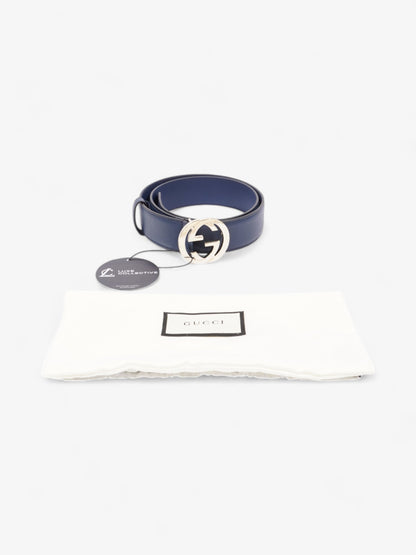 Gucci Interlocking G Belt Navy Blue / Gold Leather 80cm / 32"