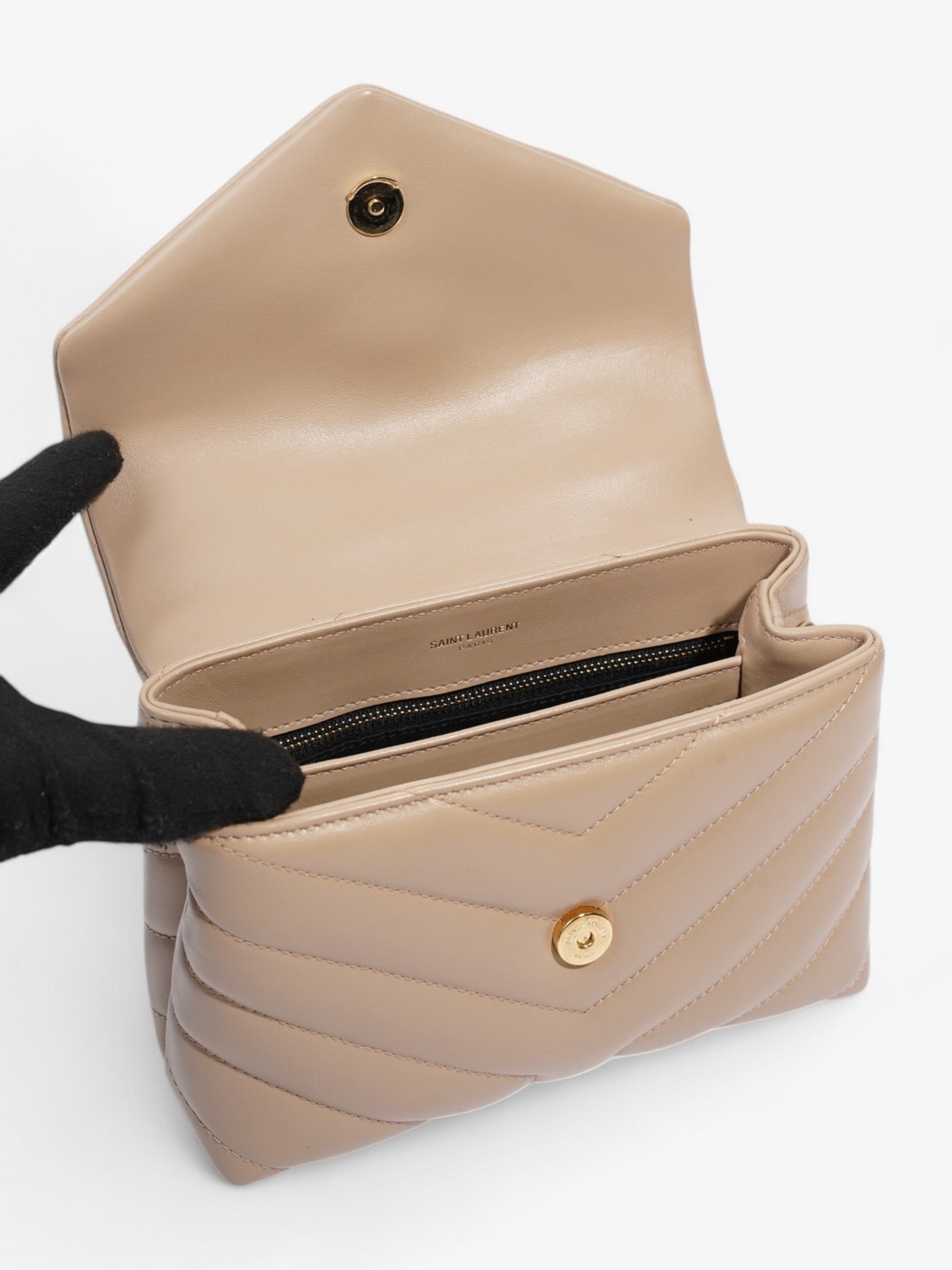 Saint Laurent Lou Lou Beige Matelasse Leather Toy